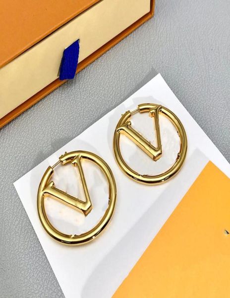 

classic hoop earring fashion designer jewelry for womens golden stud luxury big circle earrings letters studs designers hoops 22052348553, Golden;silver