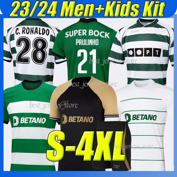 

4xl sporting cp 23/24 lisboa soccer jerseys third cr7 lisbon r o n a  d o coates paulinho pedro g. morita 2023 2024 edwards stromp kit club, Black;yellow