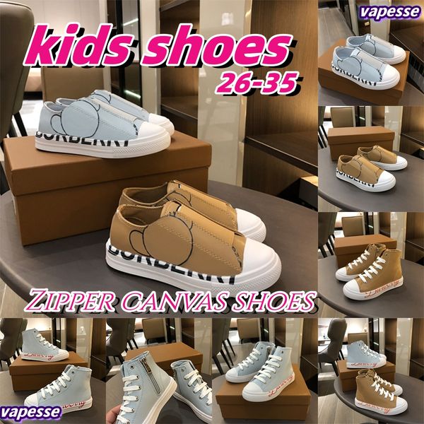 

kids shoes children youth casual classic low brown high low love size 26-35 designer brand zipper canvas letter, Black
