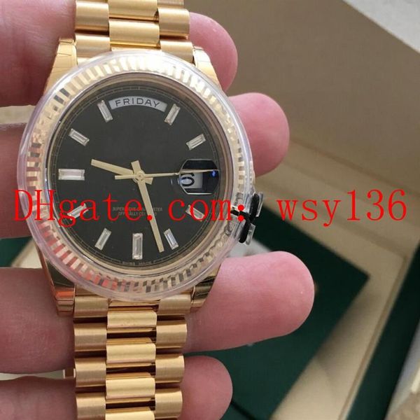 

day-date 41mm 18k gold 228238 president black dial automatic machinery mens watch wristwatches box papers200l, Slivery;brown