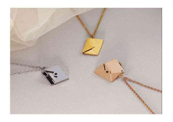 

oem customized 2021 valentine necklac for women fantasy love stainls steel envelope pendant necklace1678154, Silver