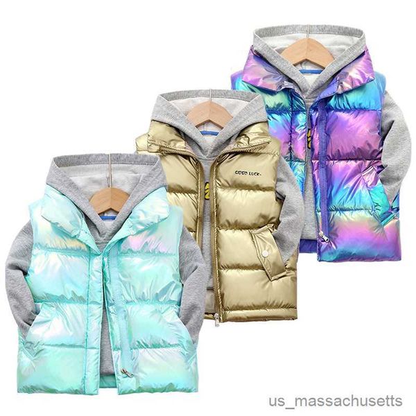 

down coat children down vests boys girls spring warm waistcoat coats kids clothes fashion vests jackets teens print outerwear vest r230905, Blue;gray