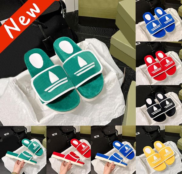 

with box men designer slipper women sandal xad cotton sponge magic tape embossed platform sandals luxury shoes black red green 552420478
