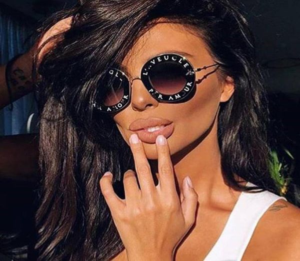 

45319 letter round sunglasses with bee for women metal frame ccspace lasses fashion female shades7469125, White;black