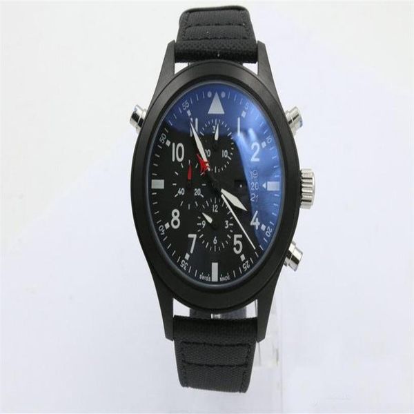 

watch man sapphire black 388001 3880 01 pilot's japanese quartz movement chronograph men's watches256d, Slivery;brown