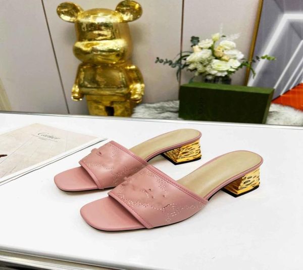 

design sandals with leather buckle pattern 5cm with high comfort and luxury classic8577841, Black