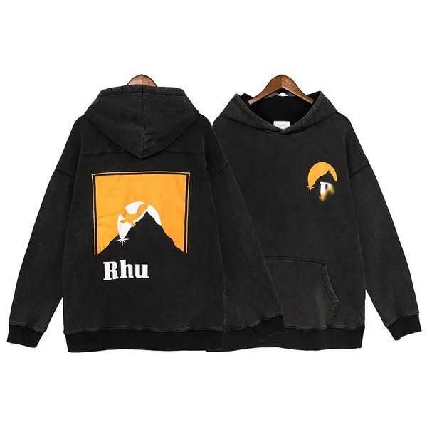 

mens hoodie rhude hoodie designer hoodie graphic hoodies men women hooded shirts spring autumn loose hoodies street wear fashion long sleeve, Black