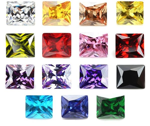 

whole loose mix color 30 pcs bag 44 mm princess faceted cut shape 5a vvs loose cubic zirconia for jewelry diy5268249, Black