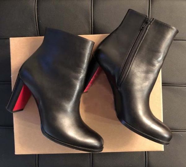 

elegant women winter boot boots adox eloise booty ankle bootie chunky heels lady combat booties party,wedding eu35-43,box6807535, Black