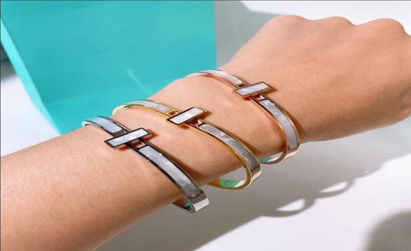 

fashion jewelry lady women bangle titanium steel double open diamond bracelet 3 color5514486, Black