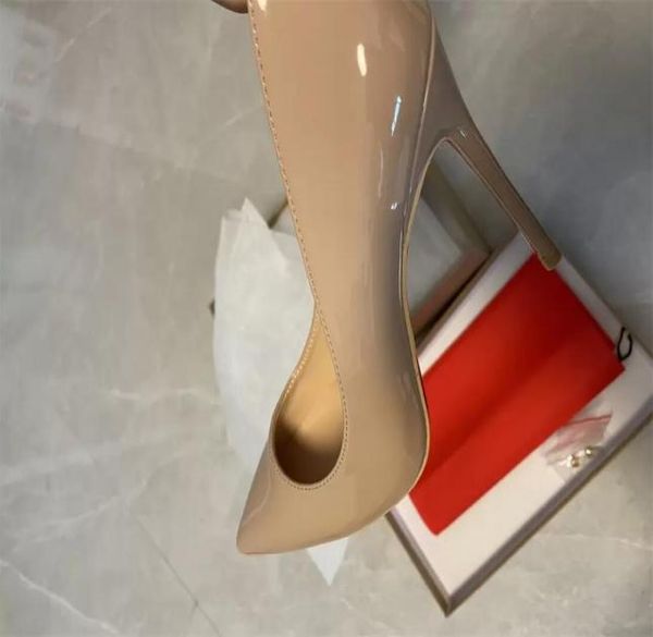 

original box women kate designer dress red a bottom shoes high heels womens luxurys patent leather pumps lady wedding 8  12cm he8642507, Black