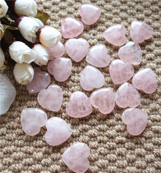 

25258mm heart shape rose quartz with half hole natural gemstone loose beads for jewelry diy 20pcslot4653083, Black
