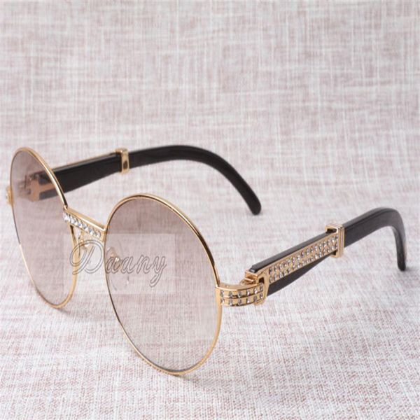

high-end round diamond sunglasses 7550178 natural black angle bending quality sunglasses men female eyeglasses size 57-22-13307g, White;black