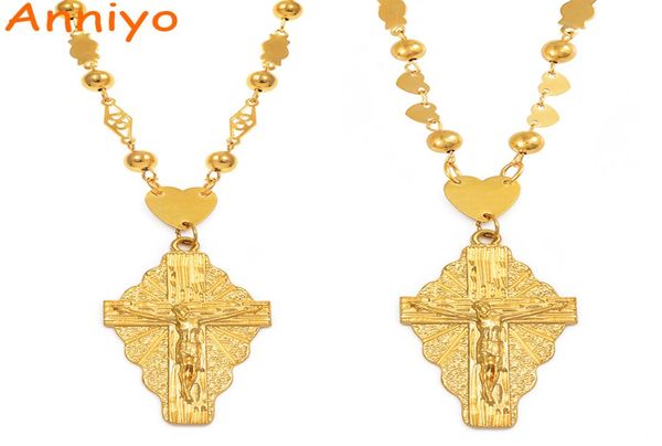 

anniyo 7 model the cross pendant ball beads chain necklaces men women hawaii micronesia chuuk jewelry crosses #192306p2818625, Silver
