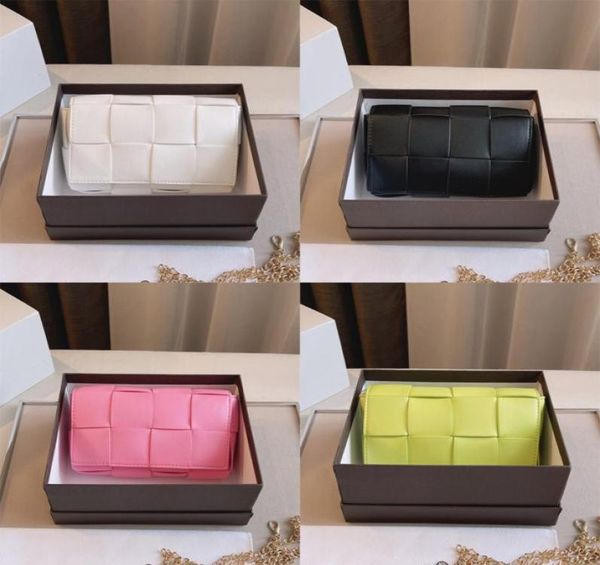 

newarrivals designer cassette mini belt bag pack weave fanny knitted waistbags women leather crossbody bags with opp bag 0617034790328, Red;black