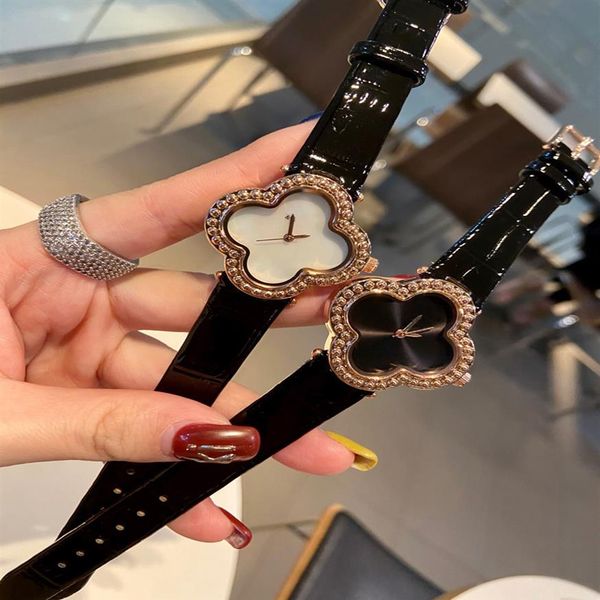 

fashion brand wrist watches women girl flowers crystal style leather strap clock va02272s, Slivery;brown