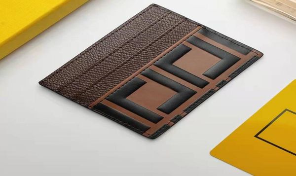

fashion luxury and convenience card bag sandwich 6 card slots with logo internal label black calf leather material 8 colors optio8570529, Brown;gray