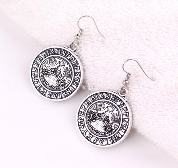 

norse vikings bird pendant earrings raven rune knot viking amulet pendant nordic jewelry2709722, Golden
