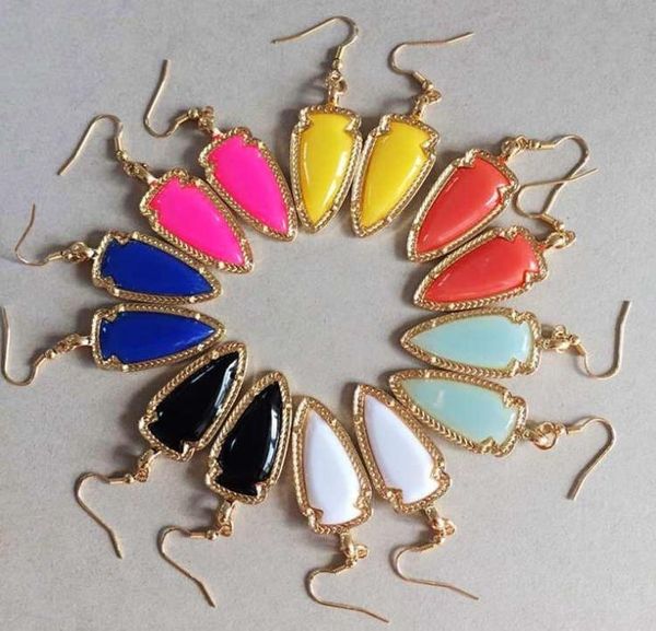 

new design resin arrow more colors fishhook earring elegant sweet girl cute whole earring8389707, Golden;silver