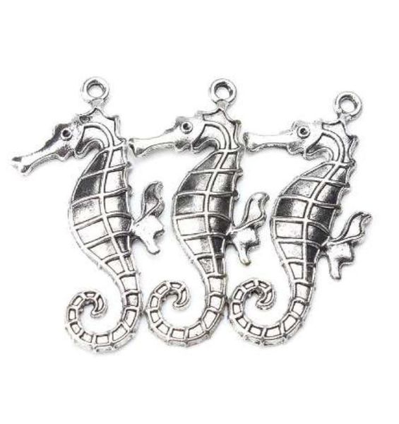 

5pcslot 59mm x 30mm large seahorse charms antique silver tone horse for women men handmade craft necklace pendant jewelry9887407, Bronze;silver