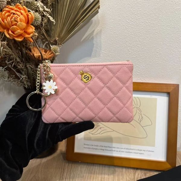 

designer fashion rhombus letter caviar wallet for men and women leather premium credit card holder wallet with box card bag