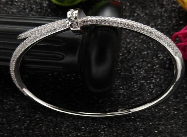 

nail bracelets man and women gold plated love bangle bracelet full diamond bracelet jewelry for lover3412798, White