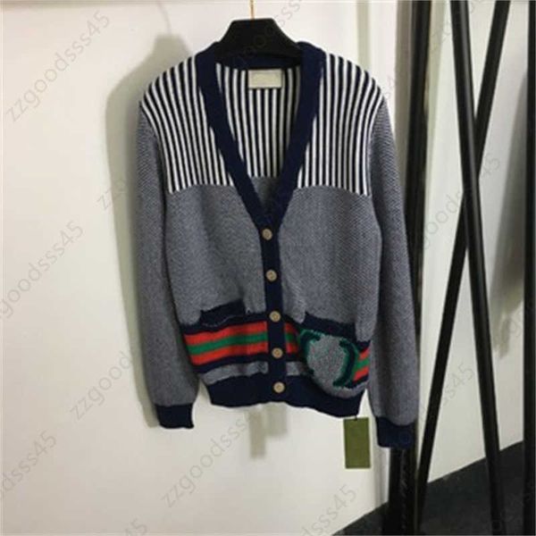 

designer sweater women cardigan jacket vertical stripe colorblocking v-neck long sleeve wool knitted sweaters womens coat, White;black