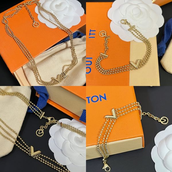 

fashion necklaces bracelet set designer jewelry sets 18k gold necklace brand letter necklace female women love pendant charm romantic gift s, Black