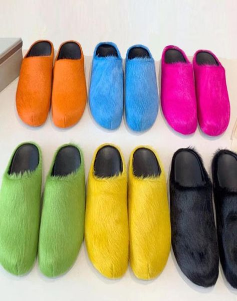 

sell luxury designer women horsehair slides slippers classic fashion autumn winter fur fur fluffy letters sandals cover toes w3156227, Black