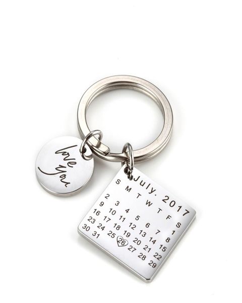 

personalized calendar keychainsignature calendar key chain hand stamped calendar date highlighted with heart fathers mothers day3708419, Slivery;golden
