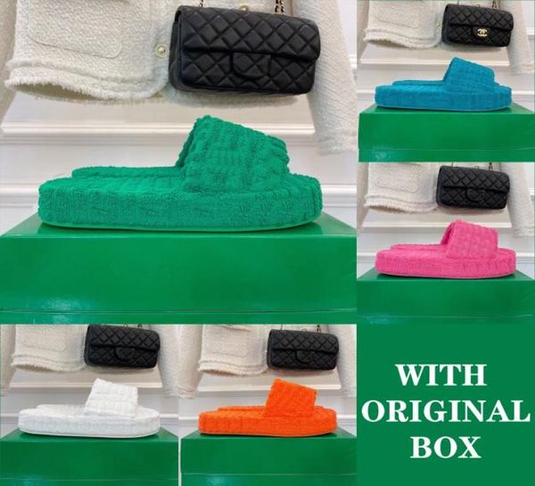 

resort sponge women slipper fabric rubber fur cotton outsole grass green platform shoes wedge fluffy resort sponge slider sandals 3353185, Black