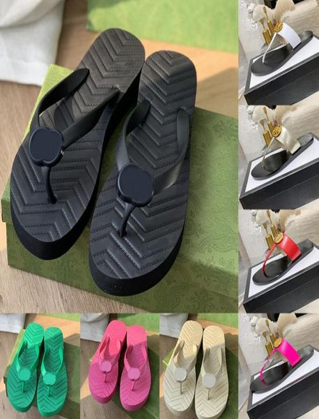 

double letters designer slippers for women ladies fashion rubber designers slipper woman sandales pantoufle summer beach shoes fli7618098, Black