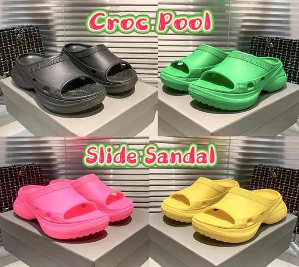 

new slippers paris pool slide sandals white black pink rubber slipper designer sandal women platform beach slides fashion sum1949991