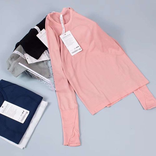 

lu lu yoga women's hoodies sweatshirts dress spring/summer sports long sleeve tight t-shirt high bounce tight sports jogging long sleev