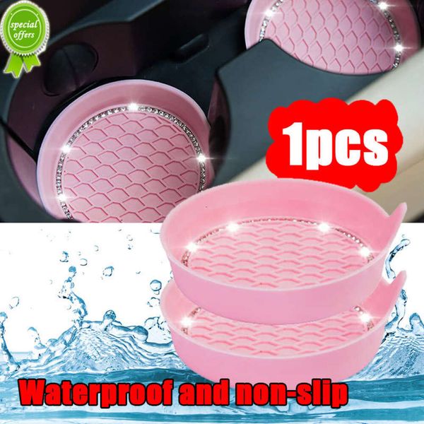 

new car diamond coaster water cup slot non-slip mat silica pad cup holder mat rubber cup mat auto interior decoration accessories