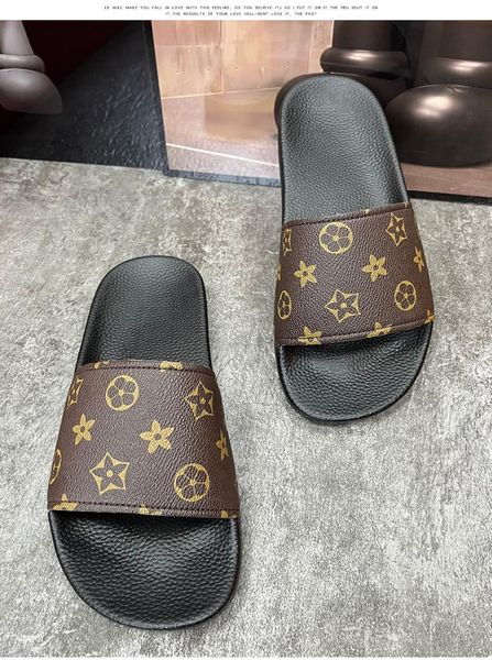 

fashion men women slide sandals shoes luxury slide summer wide flat slippery thick sandals slipper flip flops5305640, Black