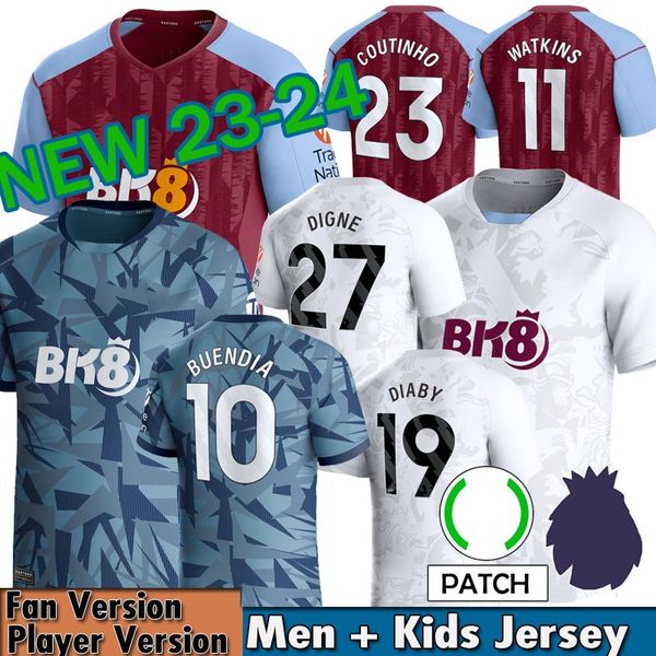 

2023 2024 aston villas soccer jerseys kids kit home away 3rd football jersey training away fans player version camisetas futbol mings mcginn, Black;yellow