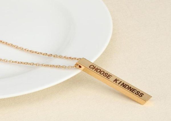 

pendant necklaces inspirational fashion necklace jewelry choose kindness foursided lettering stainless steel military for gift3138168, Silver