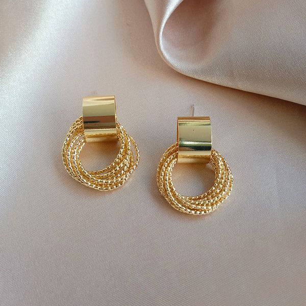 

metallic gold color design earring multiple small circle pendant earrings fashion jewelry wedding party earrings for woman, Golden;silver