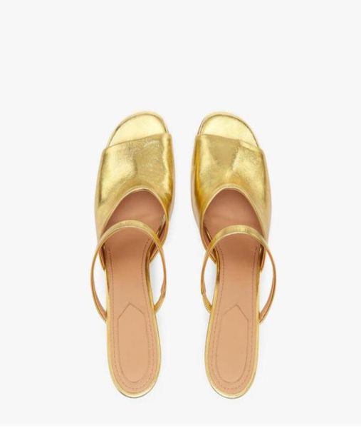 

23ss women sandals ffirst first gold nappa leather highheeled sandals luxury designer sandal goldtone high heels sculpted heel 4366965079, Black