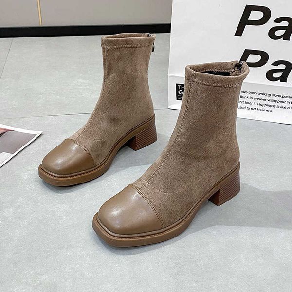 

women fashion small heel elastic boots for women new autumn/winter short net red socks plush martin 230830, Black