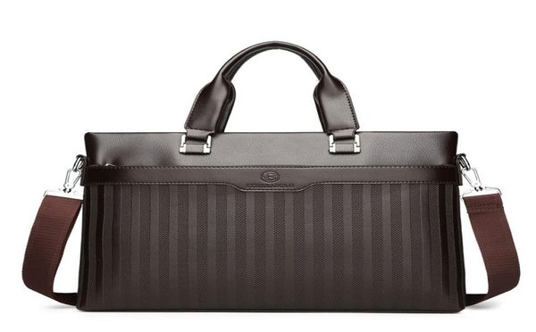 

men039s new pu stripe business wind soft wearresistant leather shoulder bag black brown 2876818