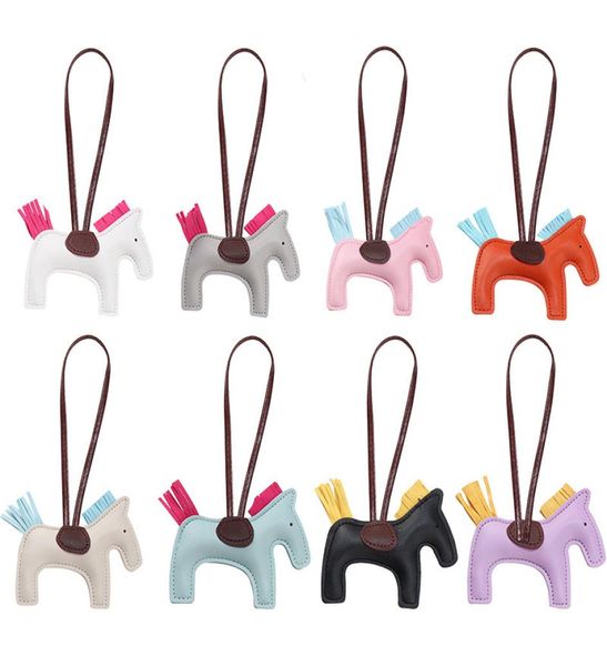 

fashion jewelry famous luxury handmade pu leather horse keychain animal key chain women bag charm pendant accessories1999333, Silver