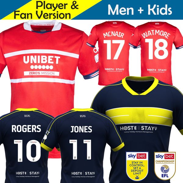 

23 24 middlesbrough soccer jerseys kids kit 2023 2024 home away third 3rd football shirt maillot camisetas futbol foot pogers jones clarke f, Black;yellow