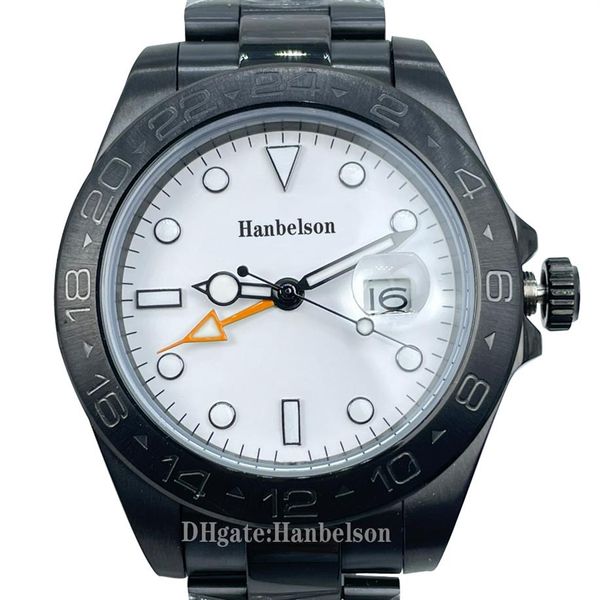 

mens watch gmt automatic movement sapphire glass steel strap wristwatches luminous white face st9 watches264q, Slivery;brown