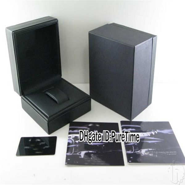

hight quality black leather watch box whole mens womens watches original box certificate card gift paper bags puretime262q, Black;blue