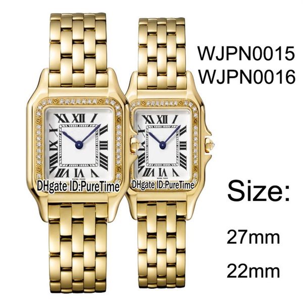 

new wjpn0015 wjpn0016 yellow gold diamond bezel 27mm 22mm white dial swiss quartz womens watch ladies stainless steel watches pure3295, Slivery;brown
