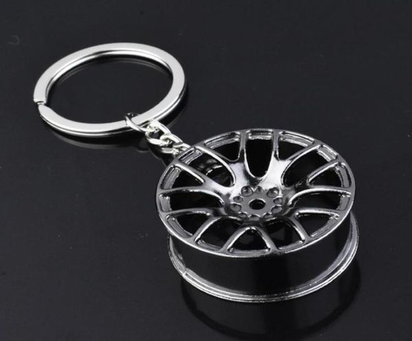 

keychains auto turbo hub keychain wheel rim car keyring luxury zinc alloy key fob tire styling chain for1092347, Silver