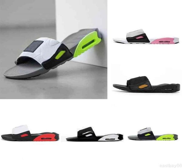

2022 fashion flat 90 cushion slippers flip flops runner men sandal black resin beach loafers with box 36452062212