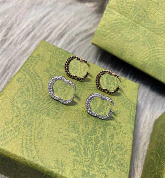 

designer full diamond letter charm earrings double letter stud earrings rhinestone earrings for girls crystal pendant with gift bo4831138, Golden